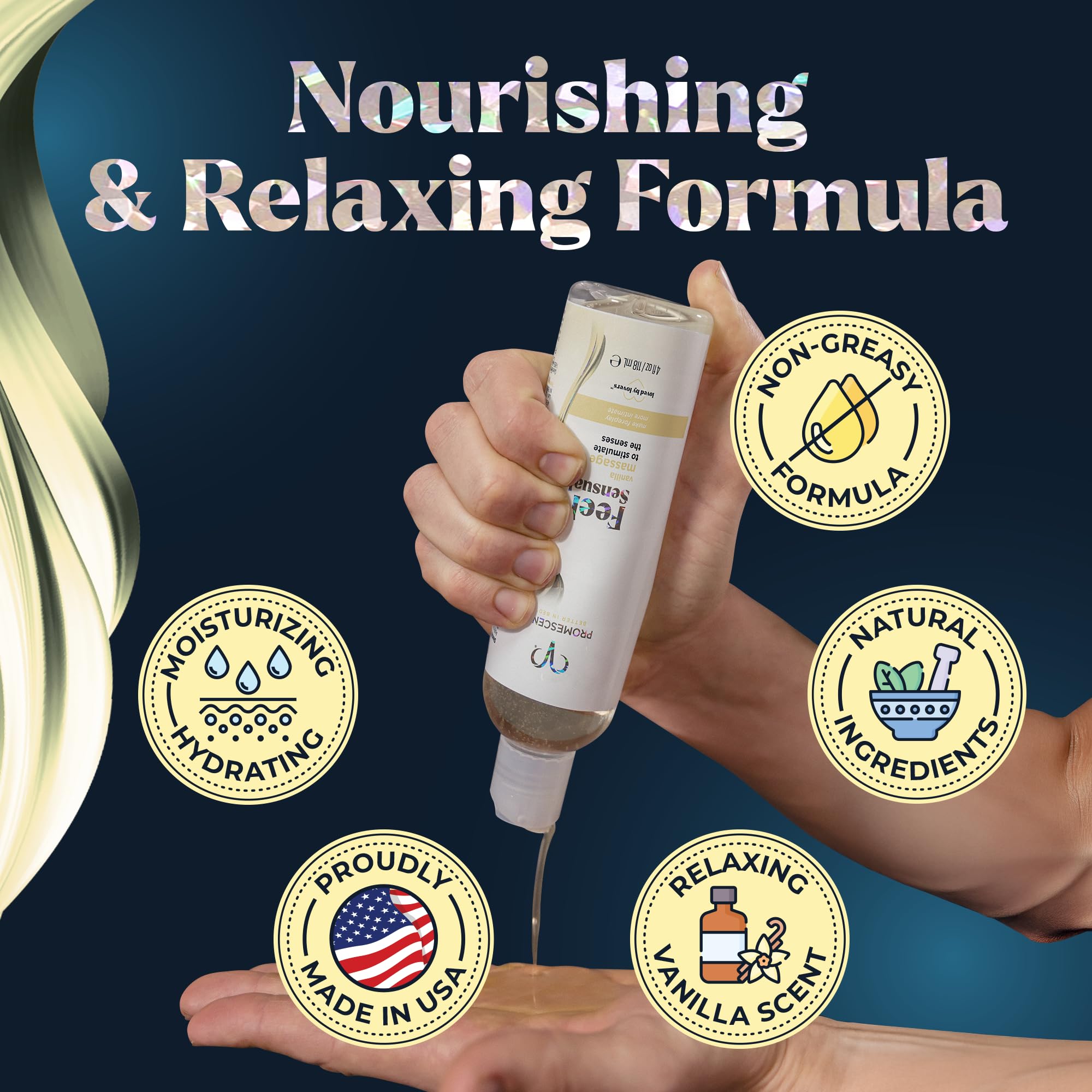 Promescent Massage Oil for Massage Therapy, Massage Oils for Date Night, Premium Body Oil for Men & Women to Relieve Stress & Sore Muscles, Essential Oils for Skin (4 oz) (Vanilla) PromescentAu supplements