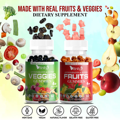 VITINITY Made with Real Fruit-Real Veggie Gummies-Superfood Vegetable Vitamin Sup VITINITYUS supplements
