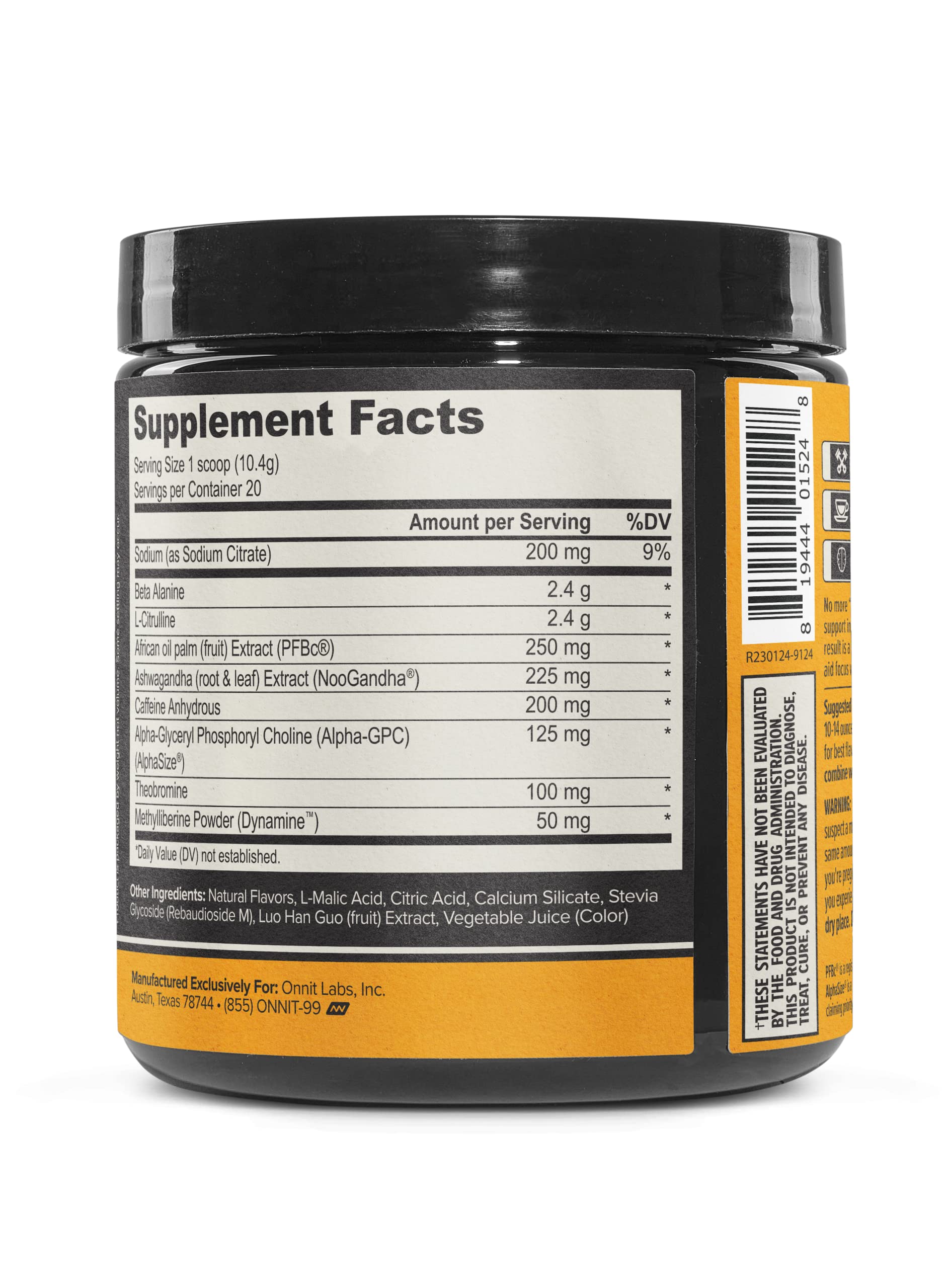 ONNIT Alpha Brain Pre-Workout - Yuzu Peach (20 Serving Tub) ONNITUS supplements