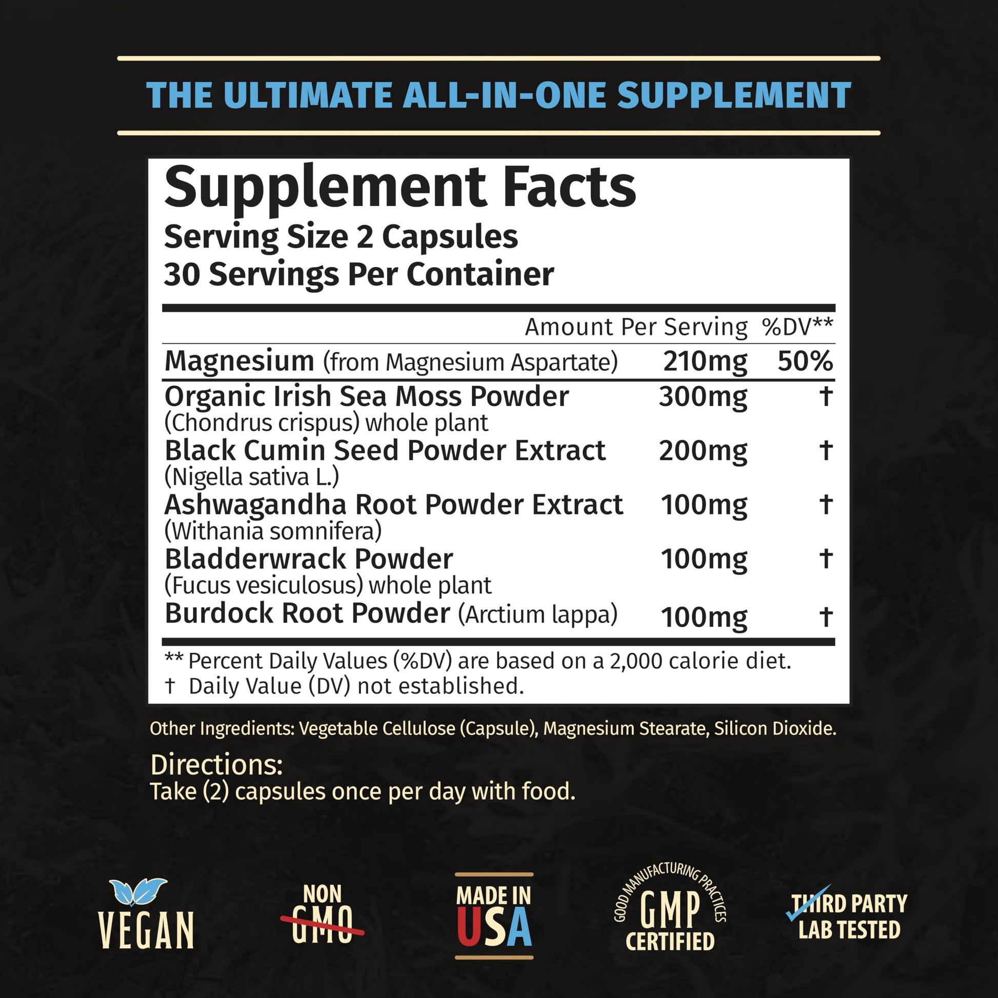 Rooted Origins Sea Moss Capsules – Irish Sea Moss Advanced, Magnesium, Ashwaghanda, Black Seed Oil, Burdock Root & Bladderwrack – Immune Support, Gut Health, Energy, & More – 60 Capsules Rooted OriginsAu supplements