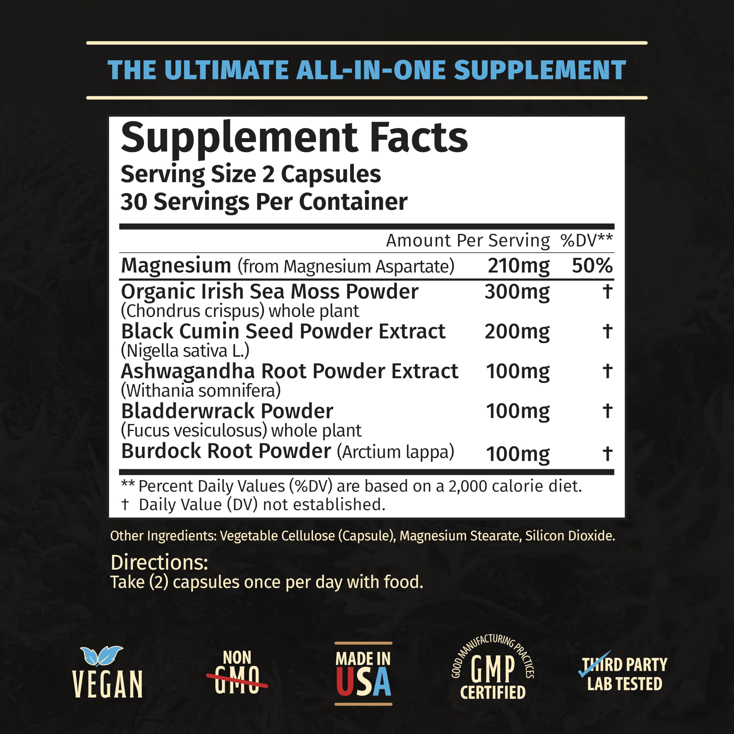 Rooted Origins Sea Moss Capsules – Irish Sea Moss Advanced, Magnesium, Ashwaghanda, Black Seed Oil, Burdock Root & Bladderwrack – Immune Support, Gut Health, Energy, & More – 60 Capsules Rooted OriginsAu supplements