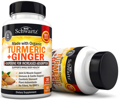 Organic Turmeric Curcumin and Ginger - 95% Standardized Curcuminoids with BioPerine BioSchwartzUS supplements