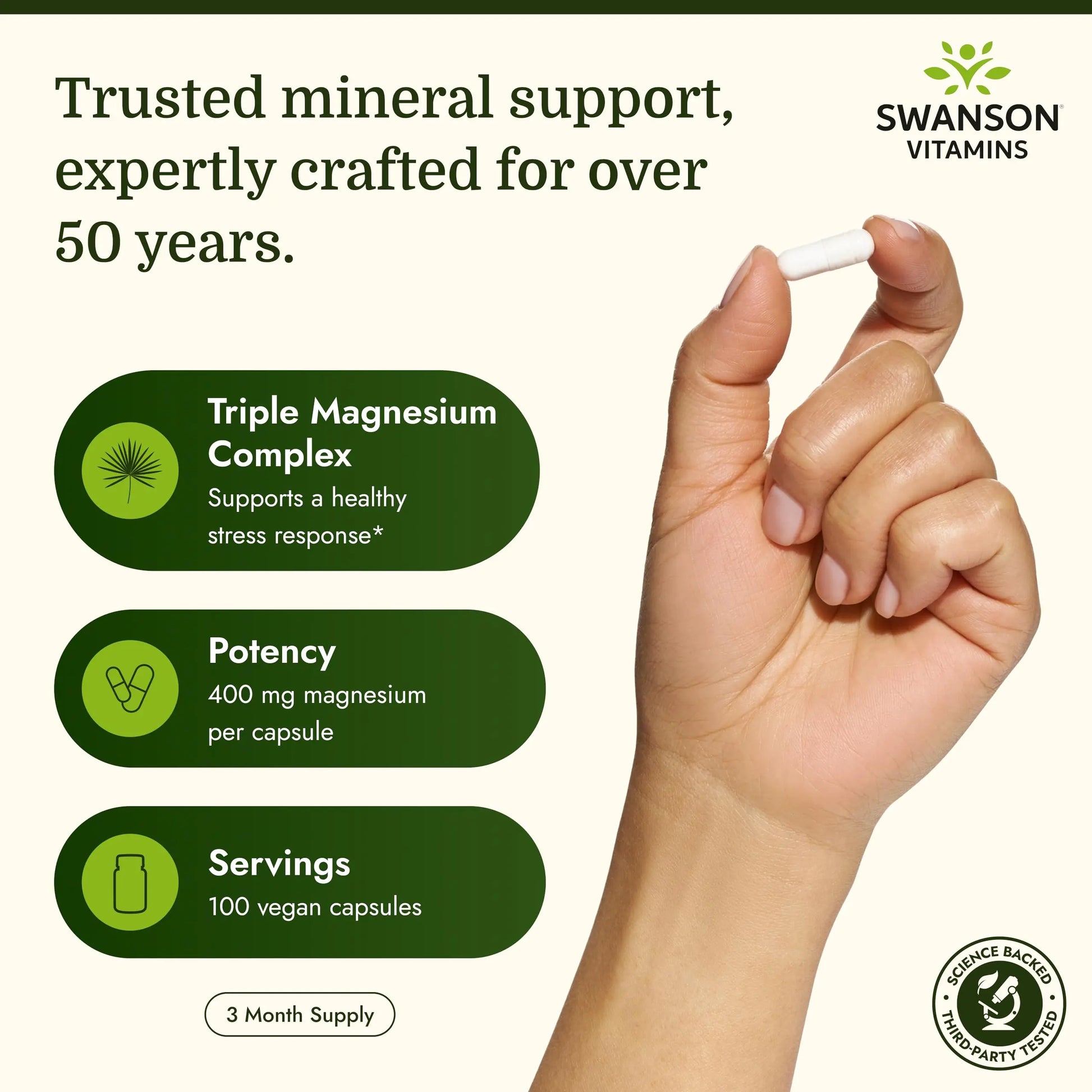 Swanson Triple Magnesium Complex - 100 Capsules, 400mg Each Swansonnz supplements