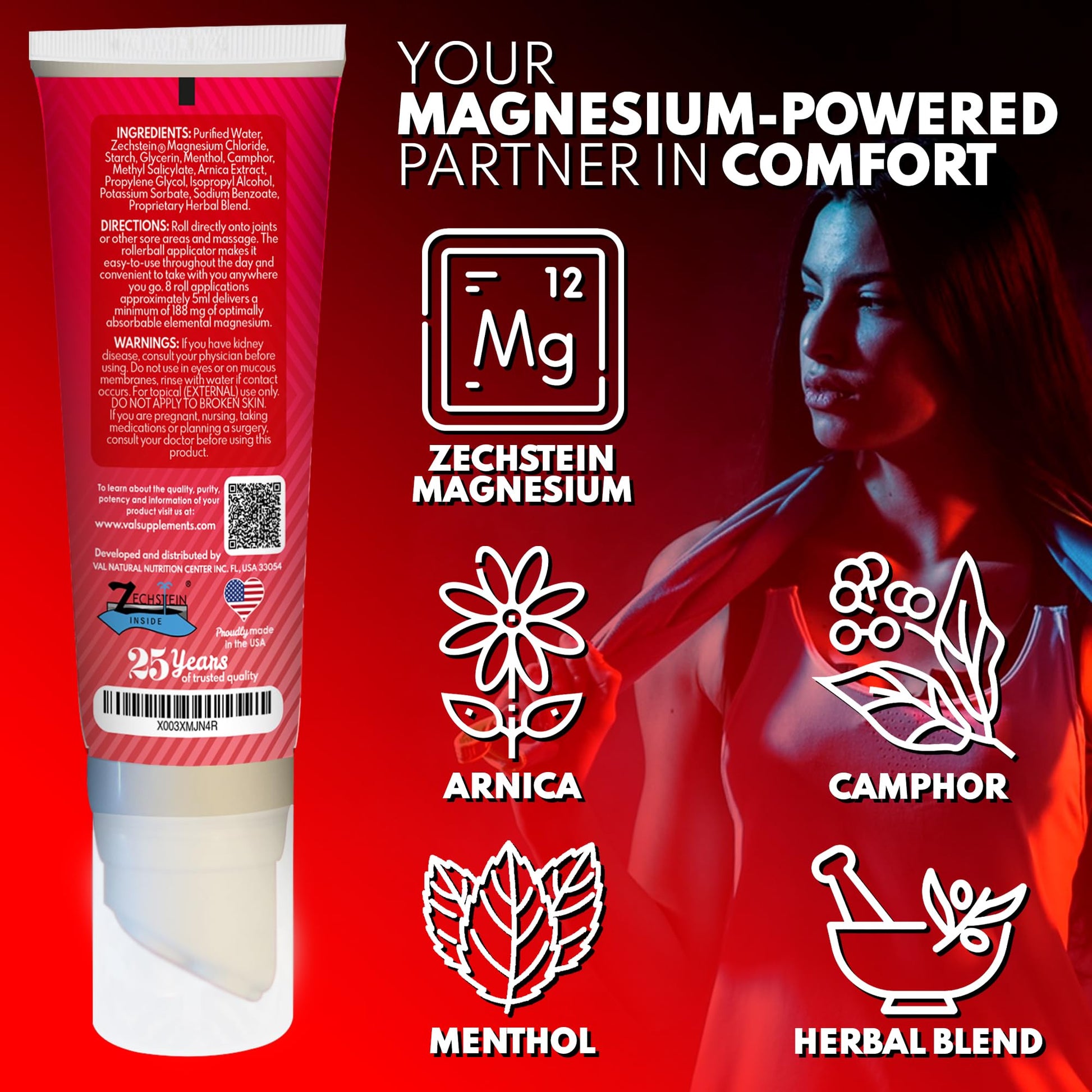VAL Lombardi Relax Balance Magnesium Rollerball | Zechstein Magnesium + Herbal Extracts | Joint & Muscle Relief for Neck, Back, Legs | No Mess, Non-Greasy | 4oz VALAu supplements