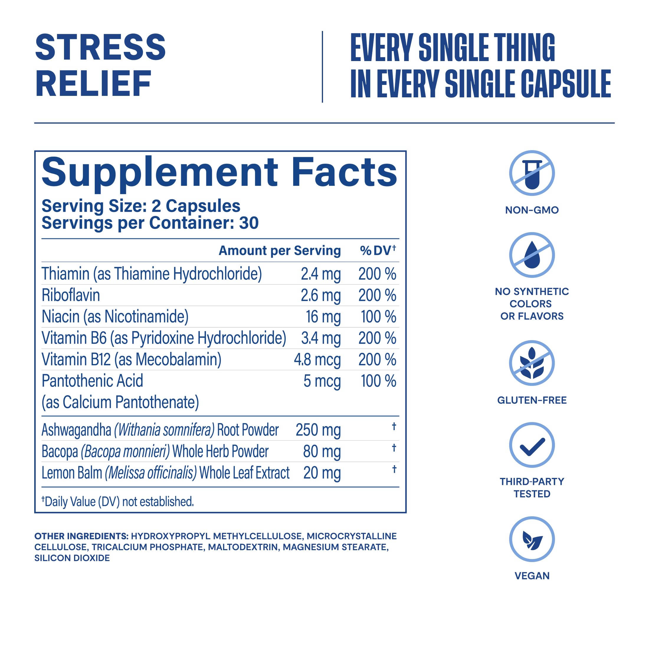 Habit Stress Relief Supplement (60 Capsules) - New Look, Supports Relaxation & Mood Balance, Vitamin B, Adaptogens, Lemon Balm, Calming, Vegan, Non-GMO (1 Pack) H' HabitAu supplements