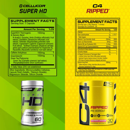 C4 Ripped & SuperHD, The Thermogenic Bundle, C4 Ripped Pre Workout Powder CellucorUS supplements