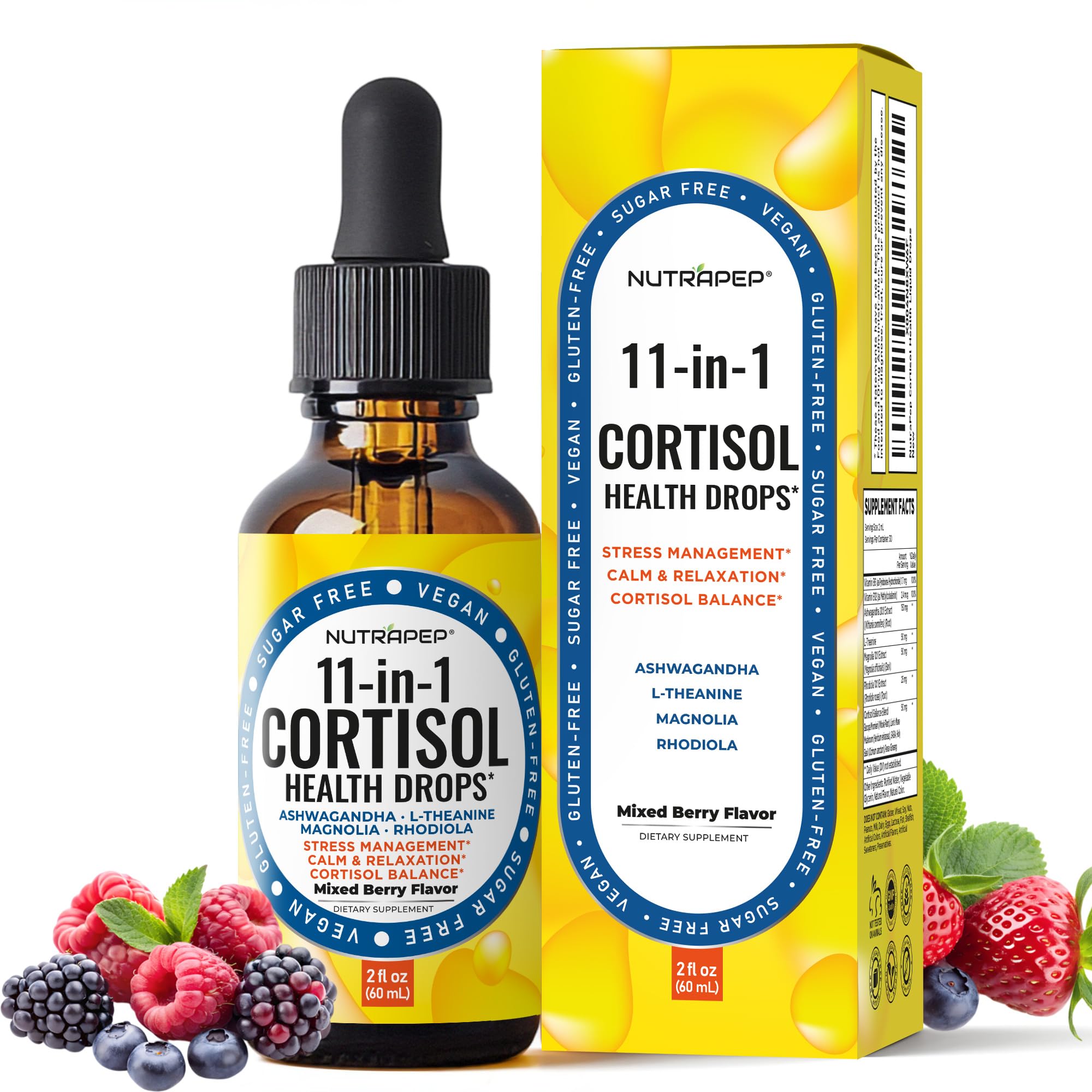NutraPep Cortisol Detox Liquid Drops for Women Men - Cortisol Reducer Supplement Support Wellness Cleanse Balance Stress Mood Sleep Focus - Lower Cortisol Levels with Ashwagandha L-Theanine Magnolia NutraPepAu supplements