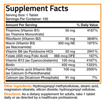 Bronson Super B Vitamin B Complex Sustained Slow Release Vitamin B1, B2, B3, B6, B9 BronsonUS supplements