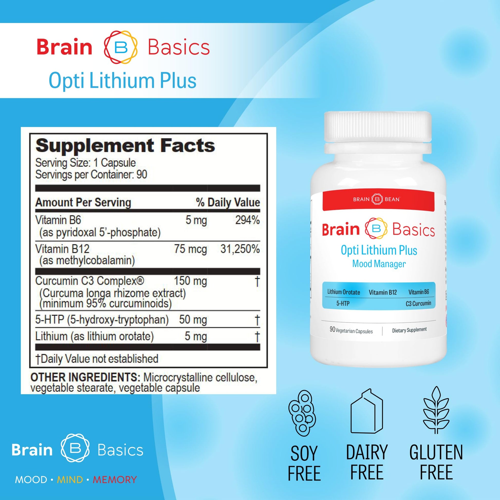 Opti Lithium Plus: Supercharge Brain Health with Enhanced Nutrient Absorption for Optimal Well-Being. Brain BeanAu supplements