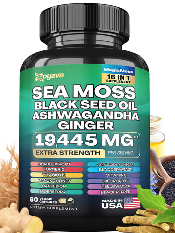 Zoyava Magic Moss Blend Sea Moss 7000mg Ashwagandha 2000mg Black Seed Oil ZoyavaUS supplements
