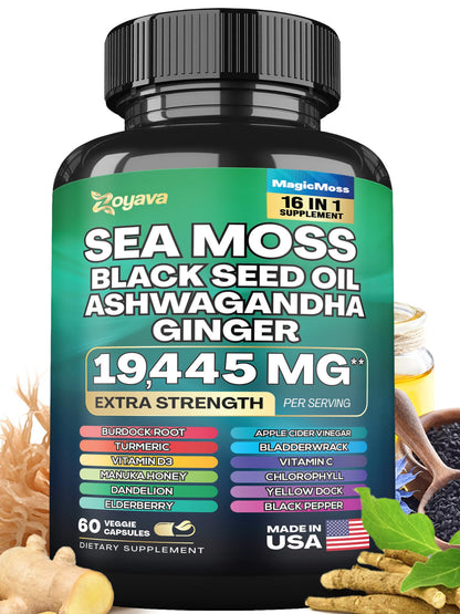Zoyava Magic Moss Blend Sea Moss 7000mg Ashwagandha 2000mg Black Seed Oil ZoyavaUS supplements