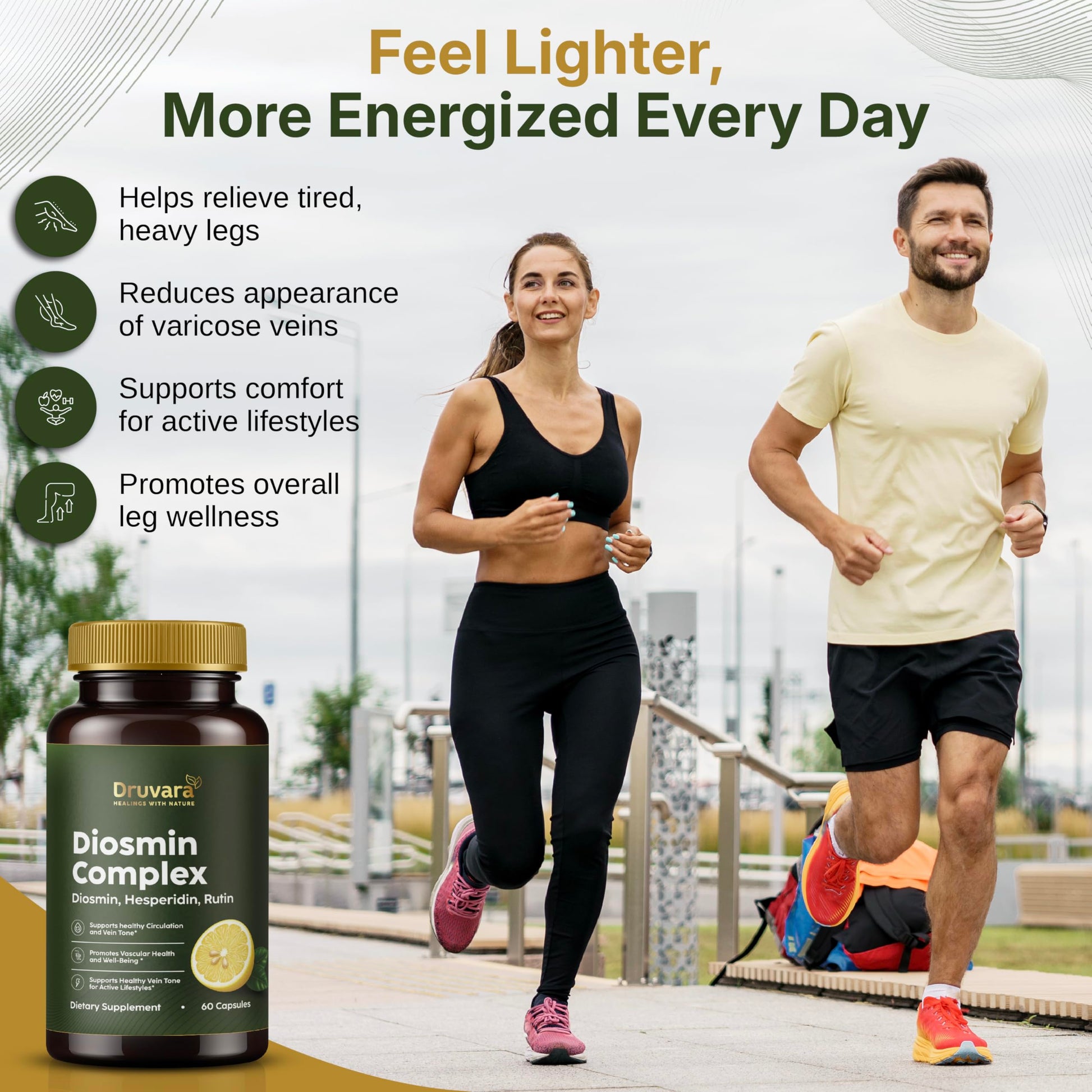 Druvara Diosmin Hesperidin with Rutin & B Vitamins | Vein Support Supplement for Leg Comfort, Healthy Circulation, Vein Strength & Improved Mobility - 60 Capsules DruvaraAu supplements