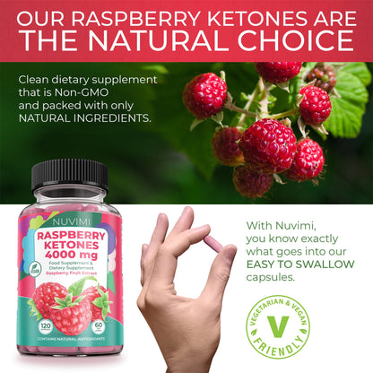 NUVIMI Raspberry Ketones 4000 mg Natural Dietary Food Supplement to Support Healthy NUVIMIUS supplements