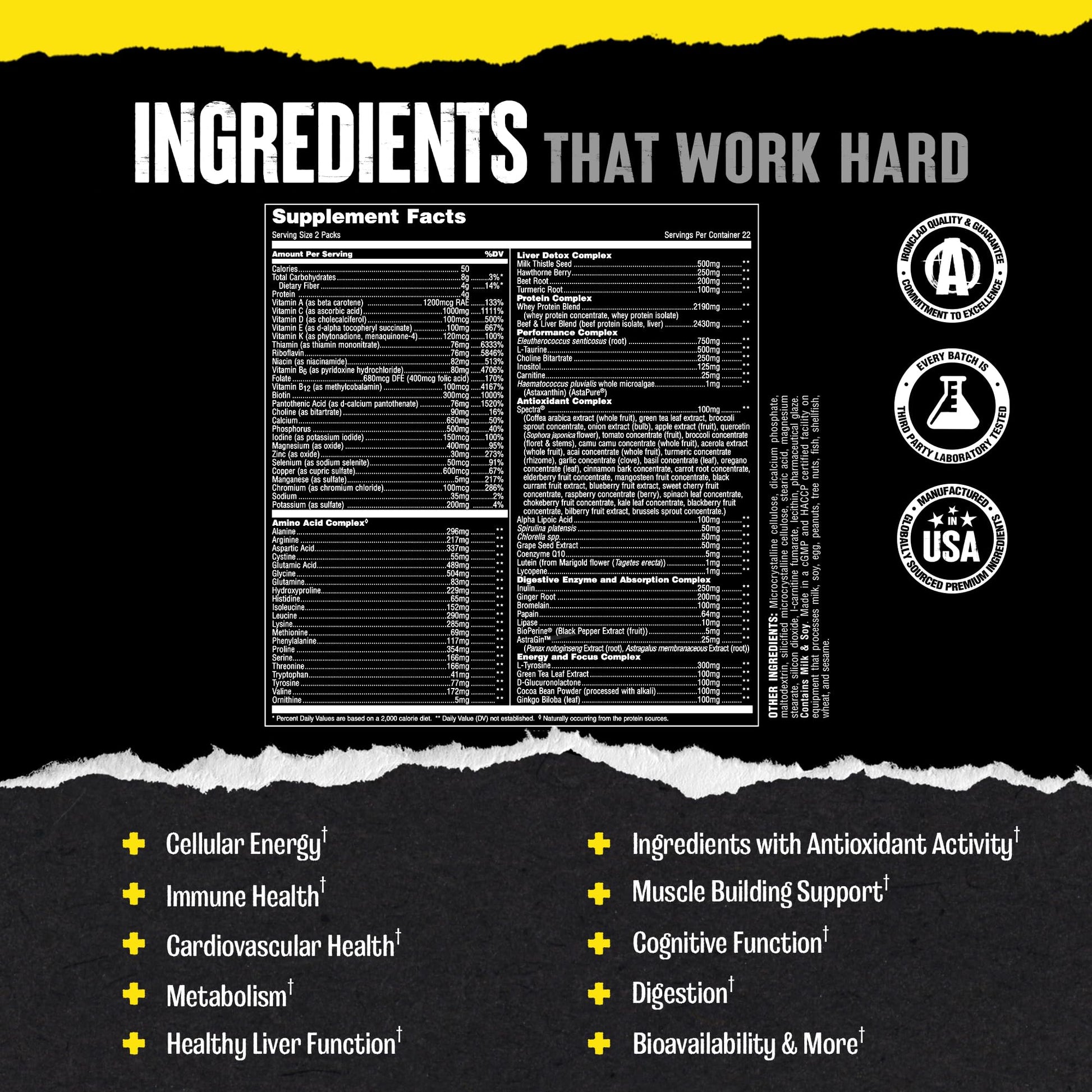 Animal Pak - Convenient Multivitamin for Men & Women Daily All-in-One Vitamin & Supplement Pack - Zinc, Vitamins C, B, D, Amino Acids, and Immune Support - Sports Nutrition Performance - 44 Count AnimalAu supplements