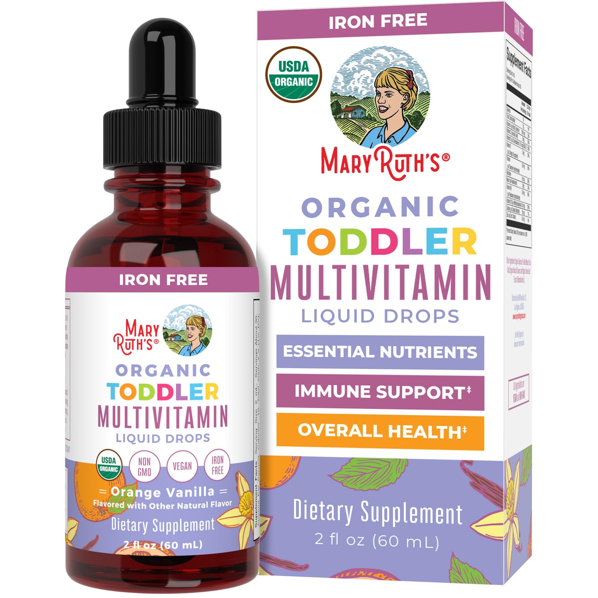 MaryRuth's Toddler Multivitamin | Vitamin A C D E B6 B12 Zinc | Healthy Growth Support | Immunity | Bone Health | Cognitive Function | Organic | Sugar Free | Vegan | Non-GMO | 2 Fl Oz | 30 Day Supply MARYRUTH'SAu supplements