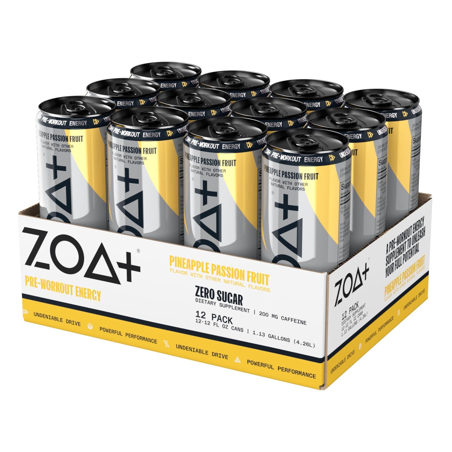 ZOA+ Pre-Workout Sugar-Free Energy Drink, Pineapple Passionfruit - Zero Sugar ZOAUS supplements