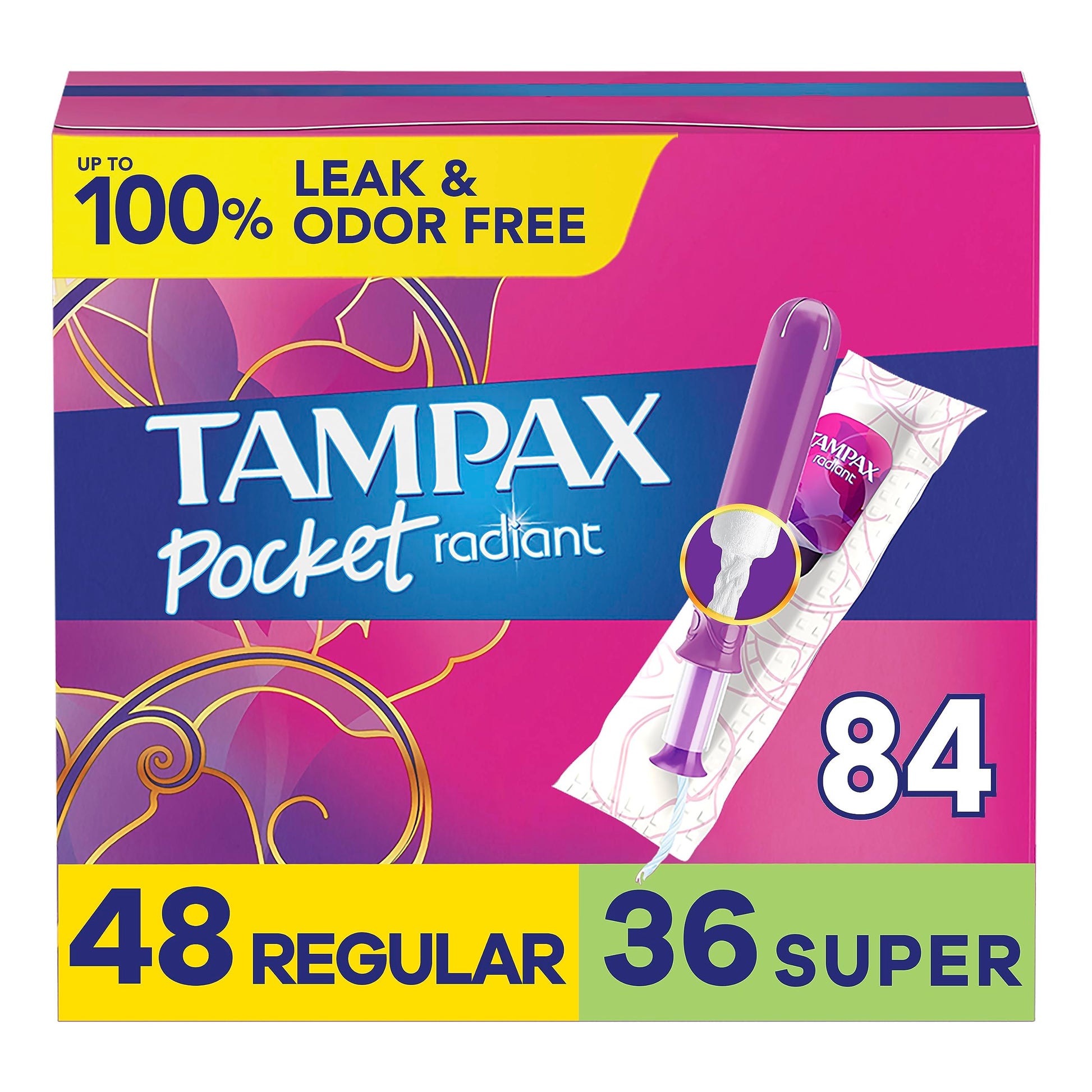Tampax Pocket Radiant Compact Tampons Multi Pack, Regular/Super Absorbency with BPA-Free TampaxAu supplements