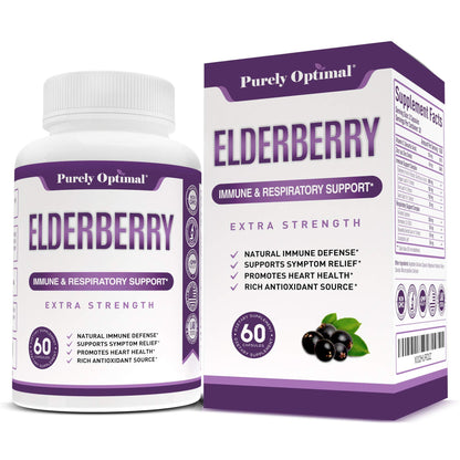 Purely Optimal Premium Black Elderberry Capsules - Sambucus Elderberry Pills for Adults Purely OptimalUS supplements