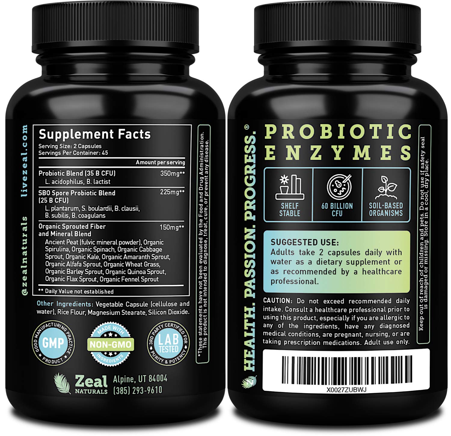 Probiotics and Prebiotics + SBO Probiotics (60 Billion CFU | 90 Capsules) Acidophilus Probiotic w. Saccharomyces Boulardii, Bifidobacterium + Spore Probiotic & Organic Sprouted Prebiotic Fiber Blend Zeal NaturalsAu supplements