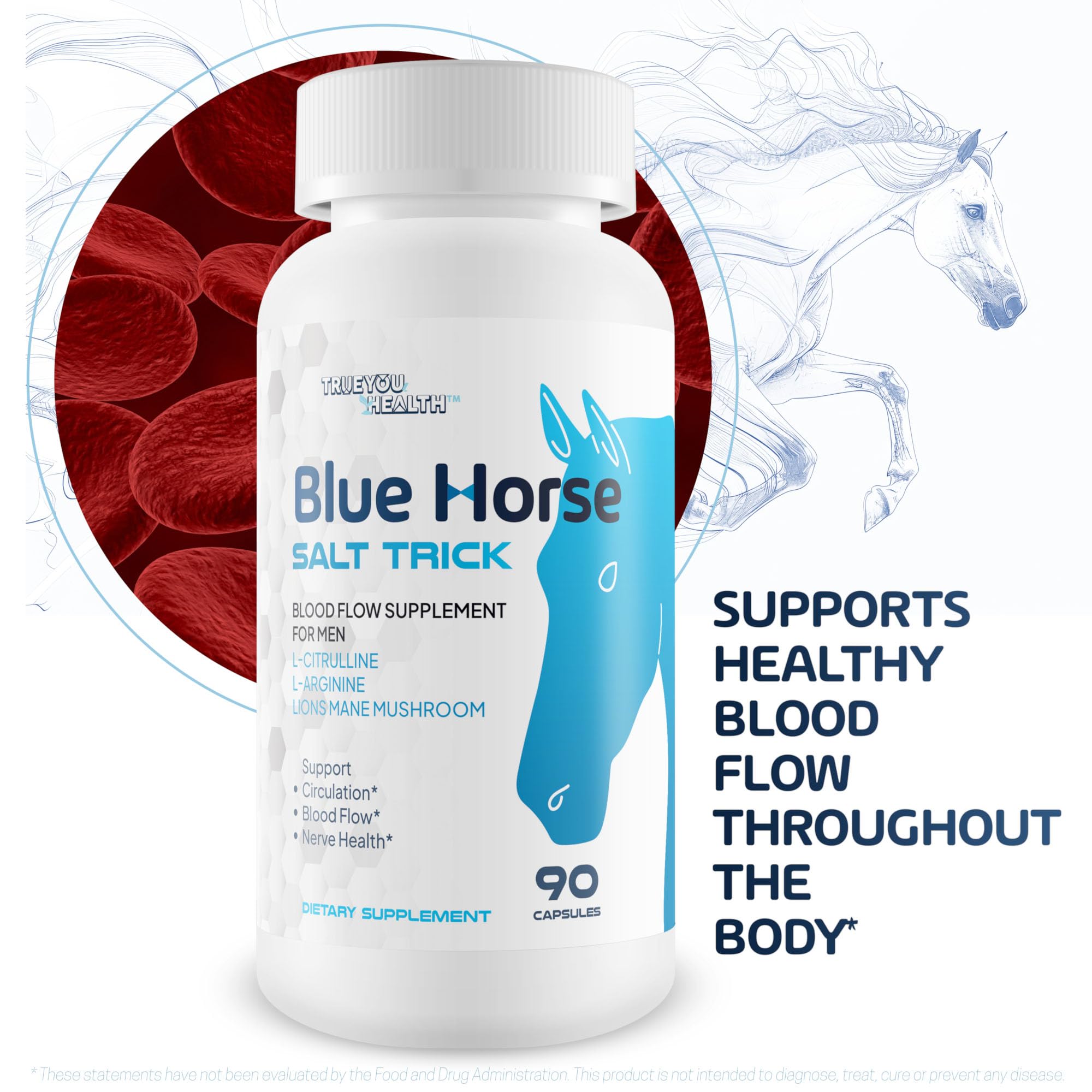 Blue Horse Salt Trick - Our Best Blood Flow Supplement for Men - Our Best Circulation Supplement - Male Circulation Supplements Nitric Oxide Vasodilator to Improve Blood Flow 7 Blue Salt Trick for Men True You HealthAu supplements