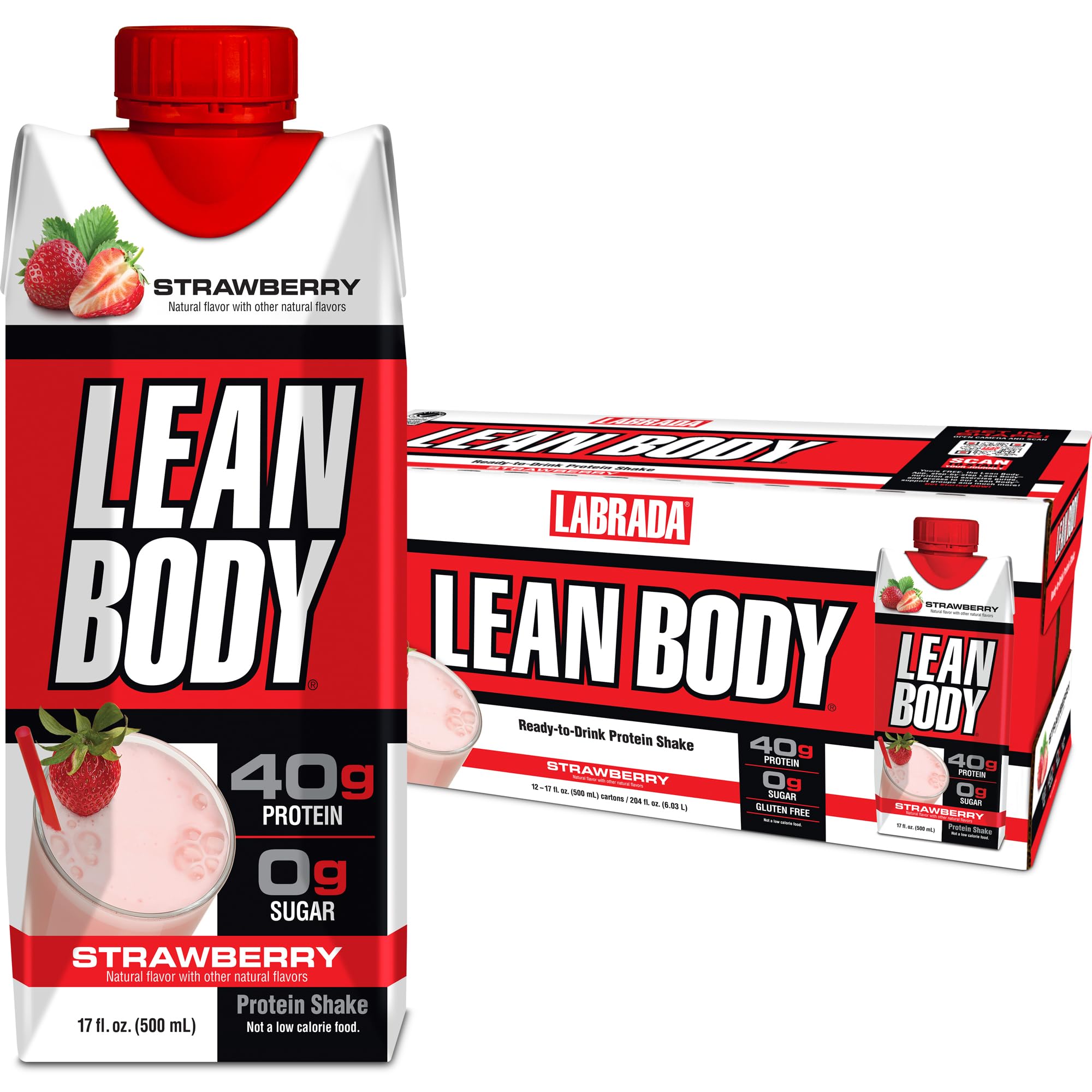 Labrada Lean Body Ready-to-Drink Strawberry Protein Shake, 40g Protein, Whey Blend LabradaUS supplements