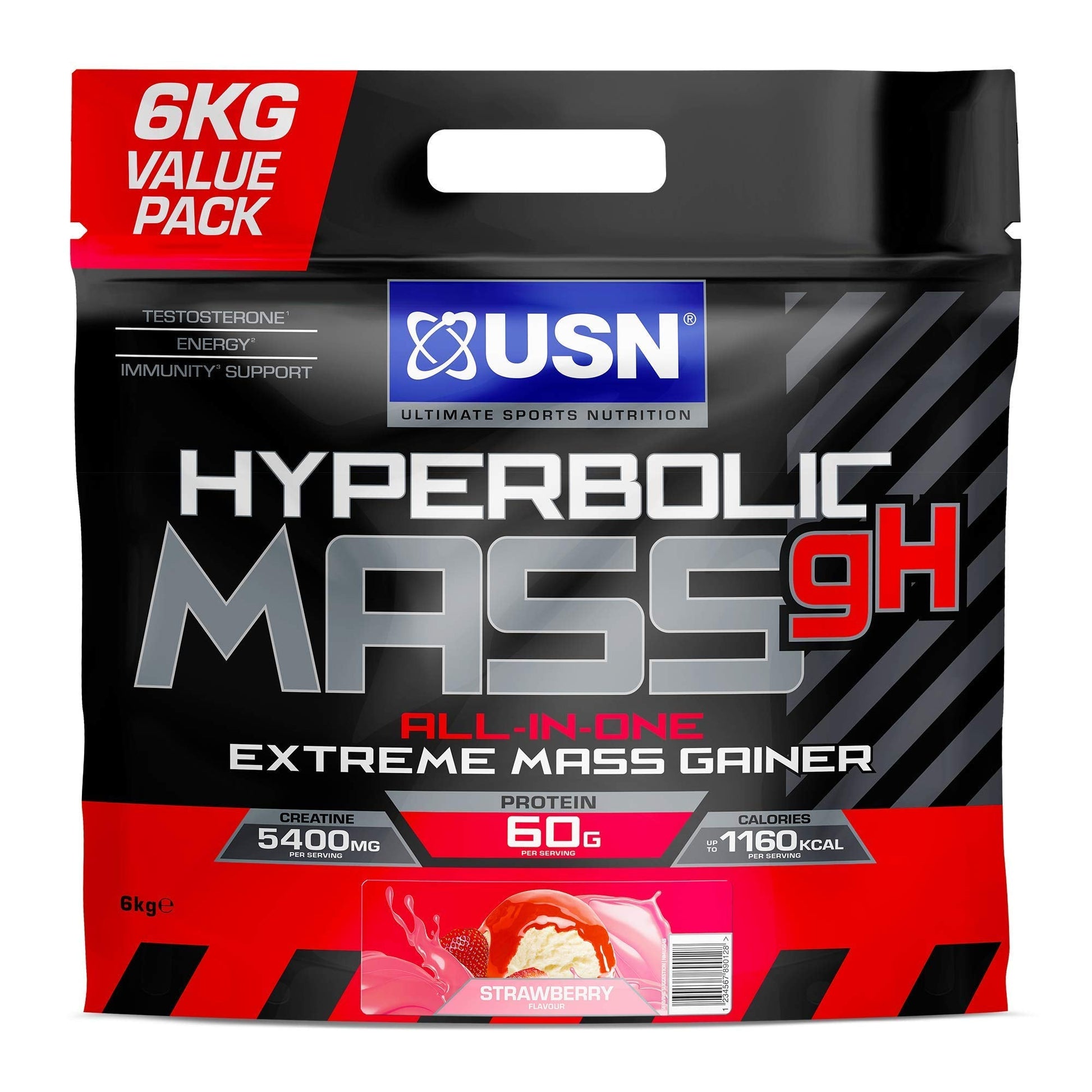 USN Hyperbolic Mass Strawberry 6kg: High Calorie Mass Gainer Protein Powder for Fast Muscle Mass USNAu supplements