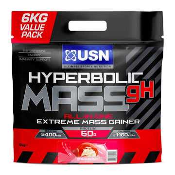 USN Hyperbolic Mass Strawberry 6kg: High Calorie Mass Gainer Protein Powder for Fast Muscle Mass USNAu supplements