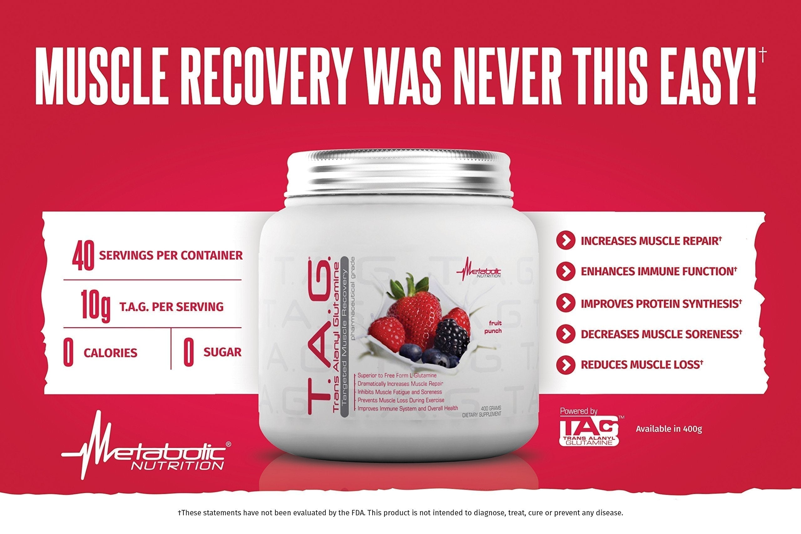 Metabolic Nutrition, TAG, Trans Alanyl Glutamine, 100% L-Glutamine Peptide Powder Metabolic NutritionUS supplements
