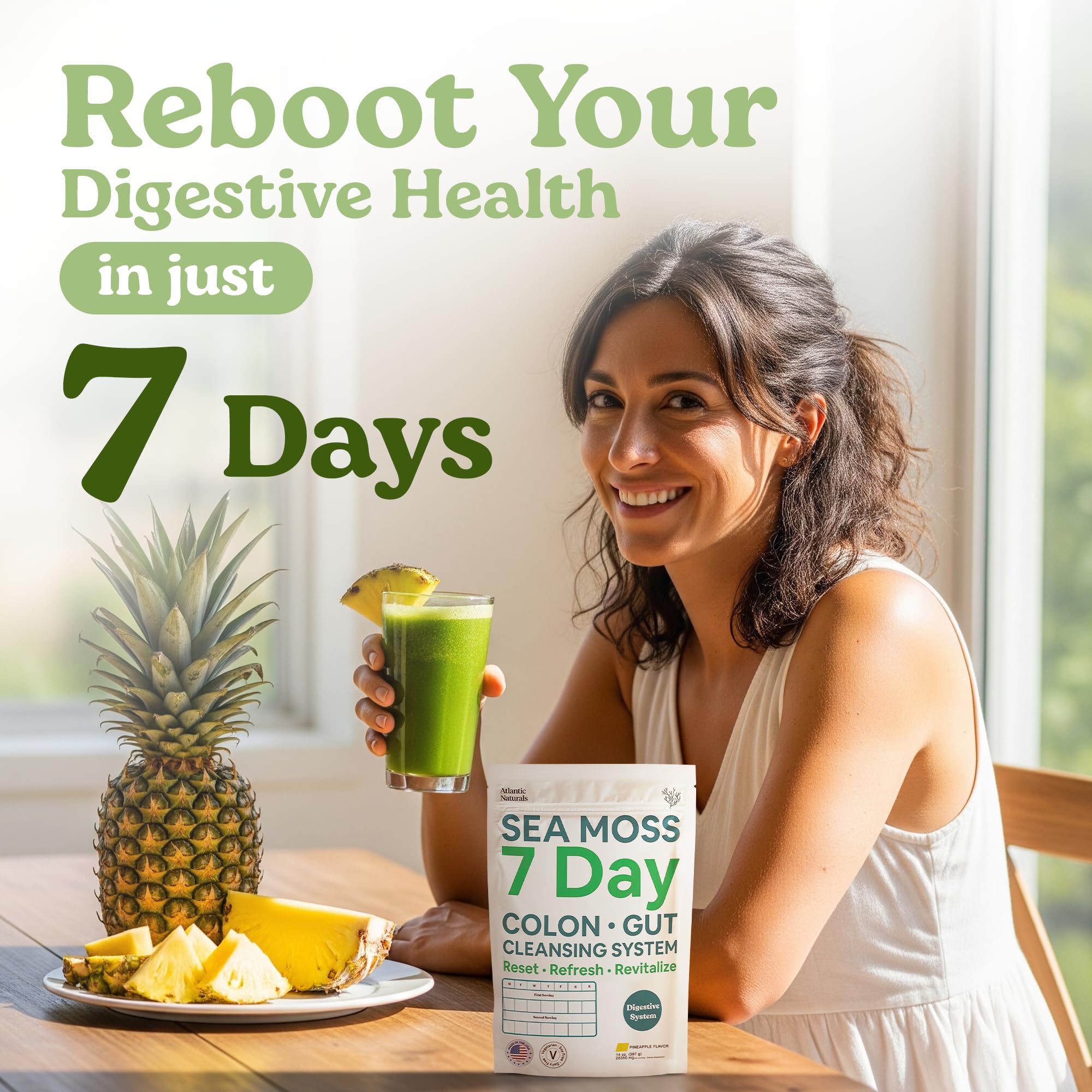 Atlantic Naturals Sea Moss 7-Colon Cleanse Powder | Formulated with Psyllium Husk, Fiber, & Senna Powder | Supports Immune & Gut Health for Women & Men, Pineapple Flavor Drink Mix, 14 oz Atlantic NaturalsAu supplements