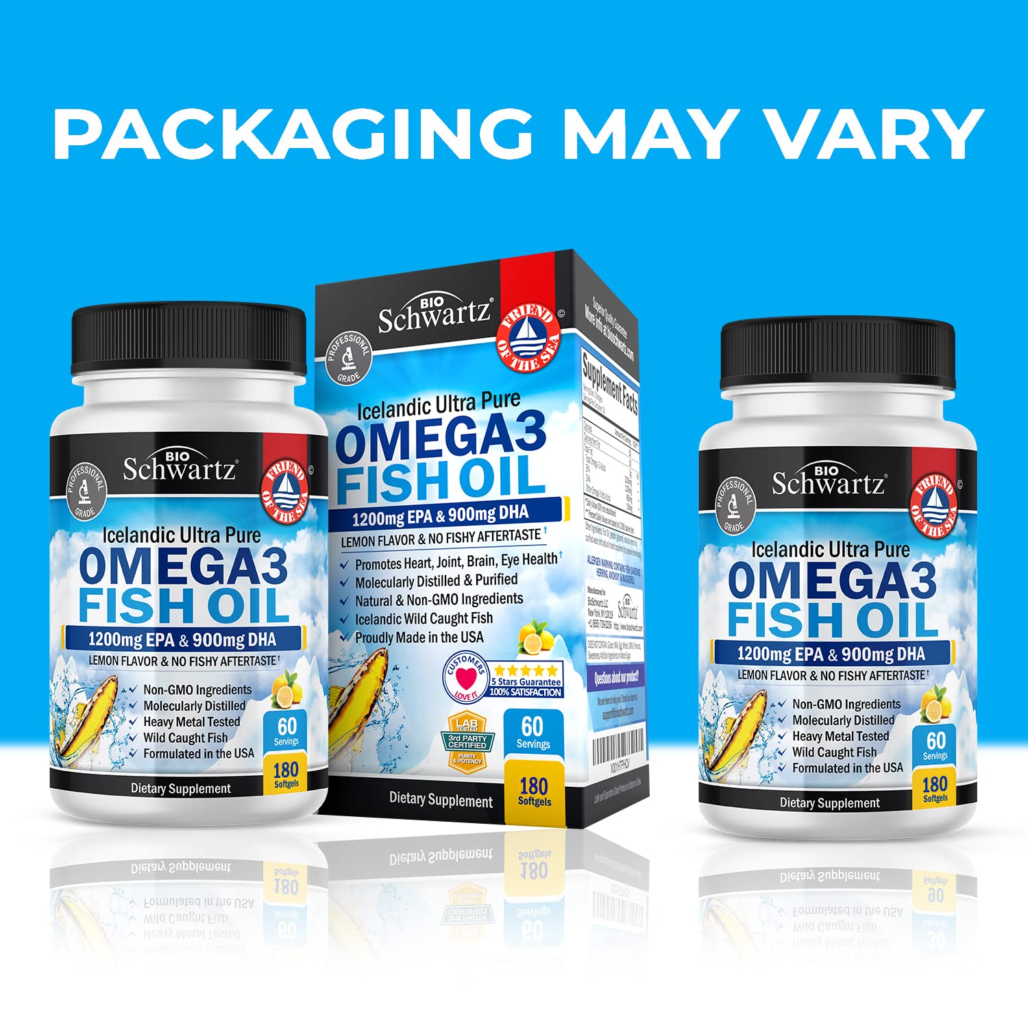 Omega 3 Fish Oil Supplement - 1200mg EPA and 900mg DHA Fatty Acid Per Serving BioSchwartzAu supplements