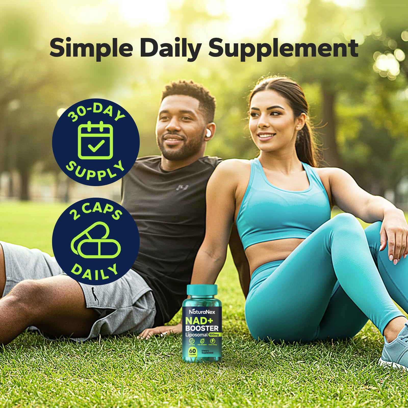 NaturaNex NAD+ Supplement 650mg (60 Capsules), Liposomal NAD+ with Resveratrol & Quercetin, Third-Party Tested, NMN Supplement Alternative NaturaNexAu supplements