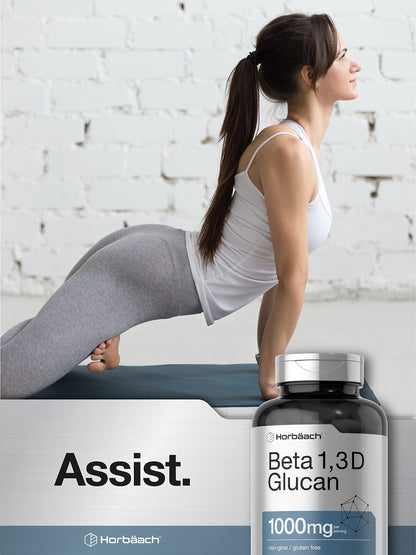 Beta Glucan 1 3D 1000 mg | 90 Capsules | Beta 1,3, 1,6 D Glucan | Non-GMO, Gluten Free HorbäachUS supplements