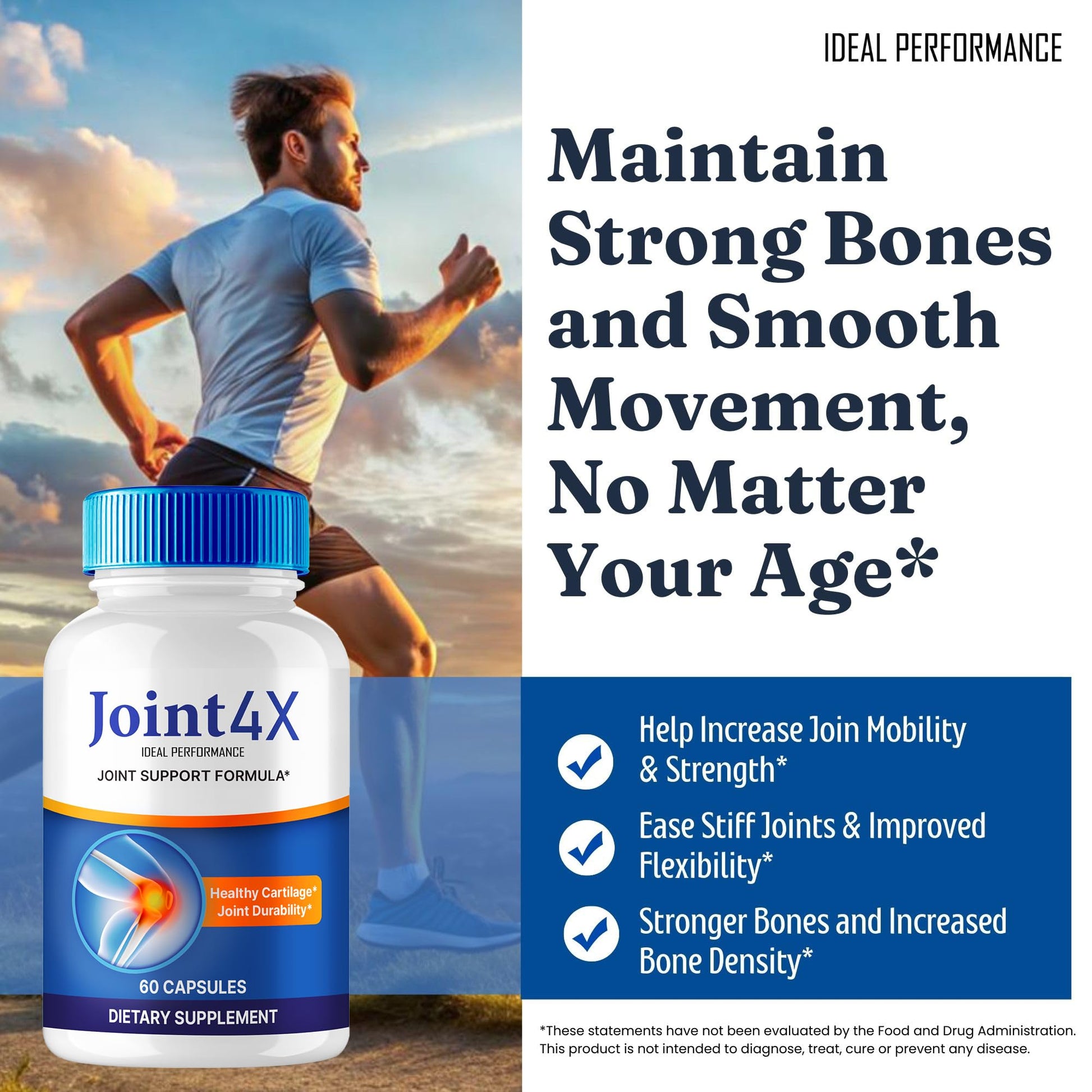 IDEAL PERFORMANCE Joint4X Joint Support Capsules, Official Joint-4X Supplement Pills, All-Natural Formula to Fortify Bones and Bolster Flexibility - Maximum Strength, Joint 4X Pills Reviews (3 Pack) IDEAL PERFORMANCEAu supplements