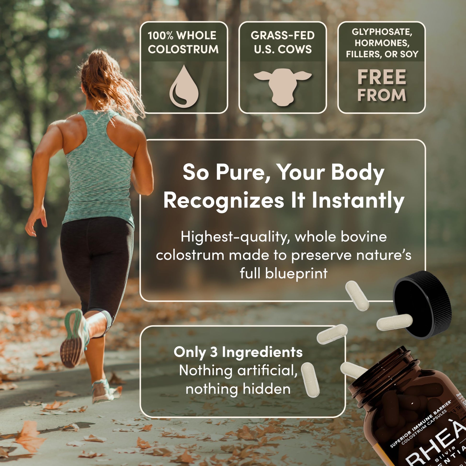 Rhea Bovine Colostrum Supplement for Women, Colostrum Capsules for Gut Health, Digestion, Bloating, Beauty, Immune Support, Bovine Colostrum for Humans, Colostrum Pills (60caps) RHEASILVIAAu supplements