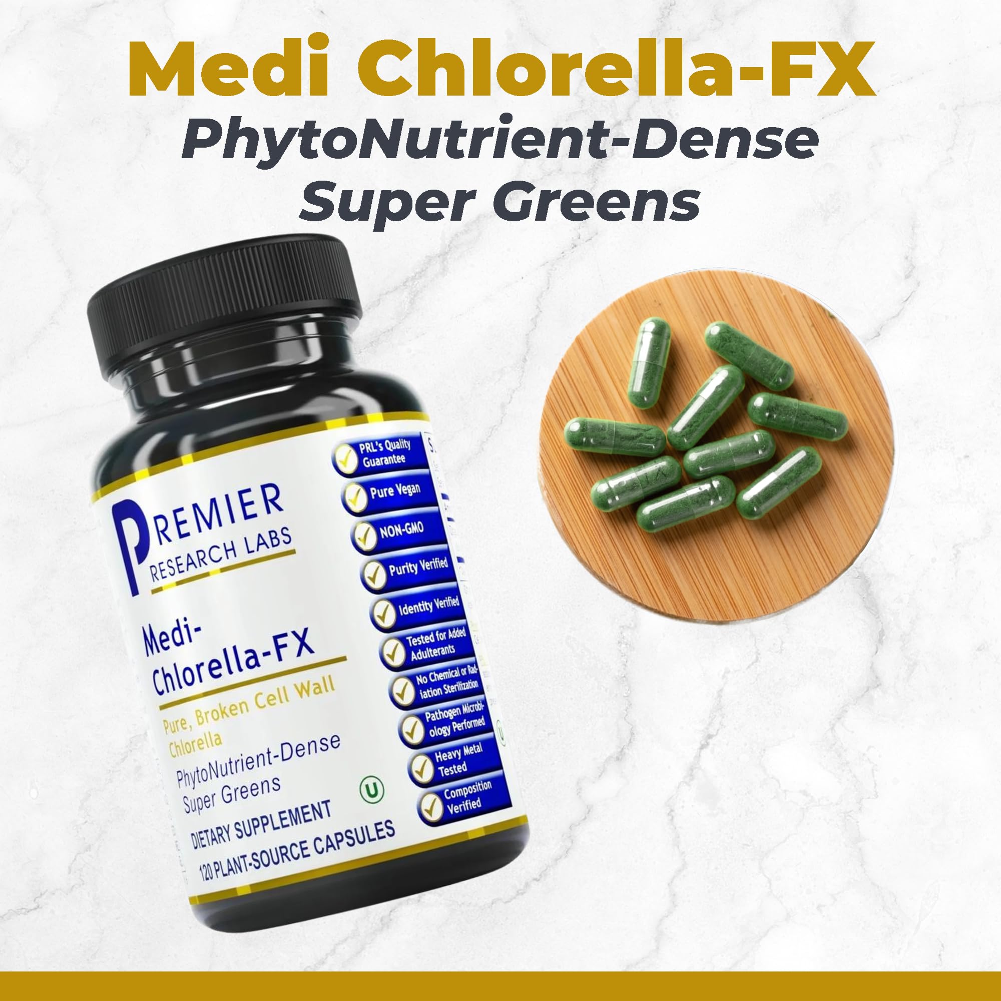 Premier Research Labs Medi Chlorella-FX - Chlorella Capsules, Chlorophyll Capsules, Organic Pills for Women & Men, Chlorophyll Supplement - 120 Vegetarian Capsules Premier Research LabsAu supplements