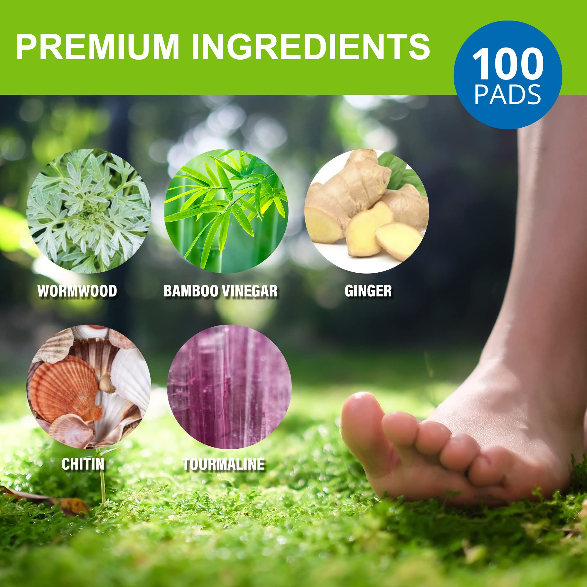 AOSORW 100 Pack Foot Pads, Ginger Oil Bamboo Charcoal Foot Pads, Foot Care Patch AOSORWAu supplements