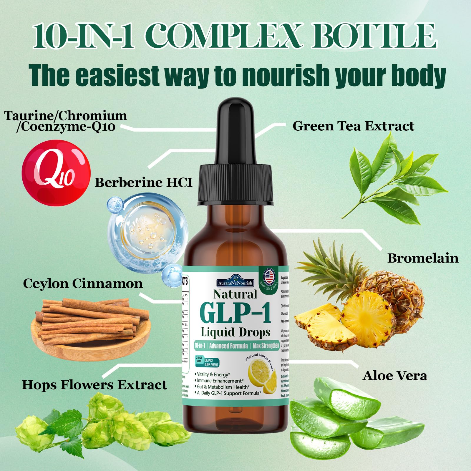 Berberine Supplement for Women and Men, 10-in-1 Formula w. Ceylon Cinnamon, Prebiotic Fiber & Green Tea Extract | Supports Metabolic Wellness, Gut & Digestive Health | Vegan, Gluten-Free AuraraNeNourishAu supplements