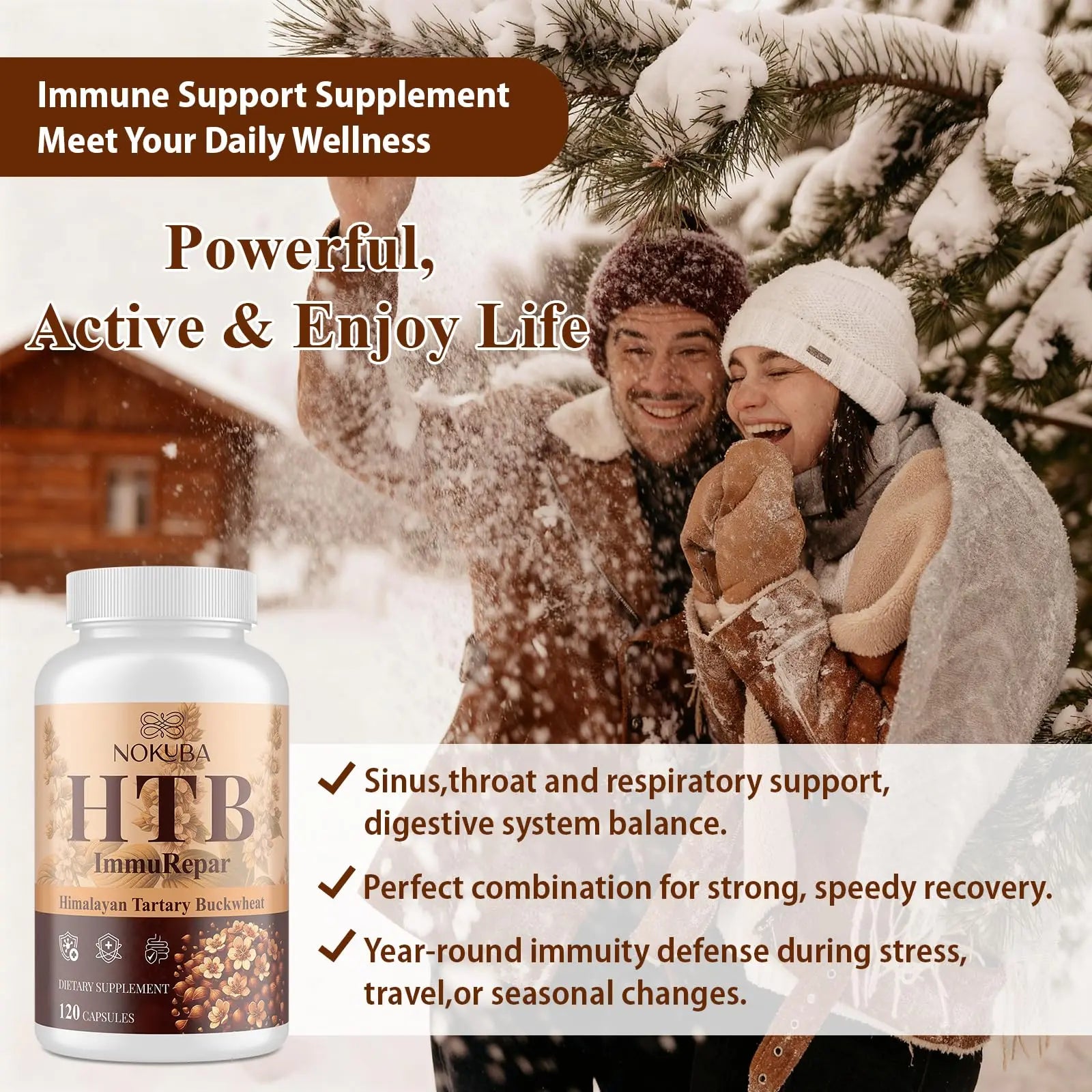 Nokuba Polyphenols Supplement for Immune Support | Himalayan Tartary Buckwheat Sourced | Polyphenol Superfood with Quercetin, Curcumin | Immune Booster, Antioxidant, Anti-inflammatory - 120 Capsules Nokubanz supplements
