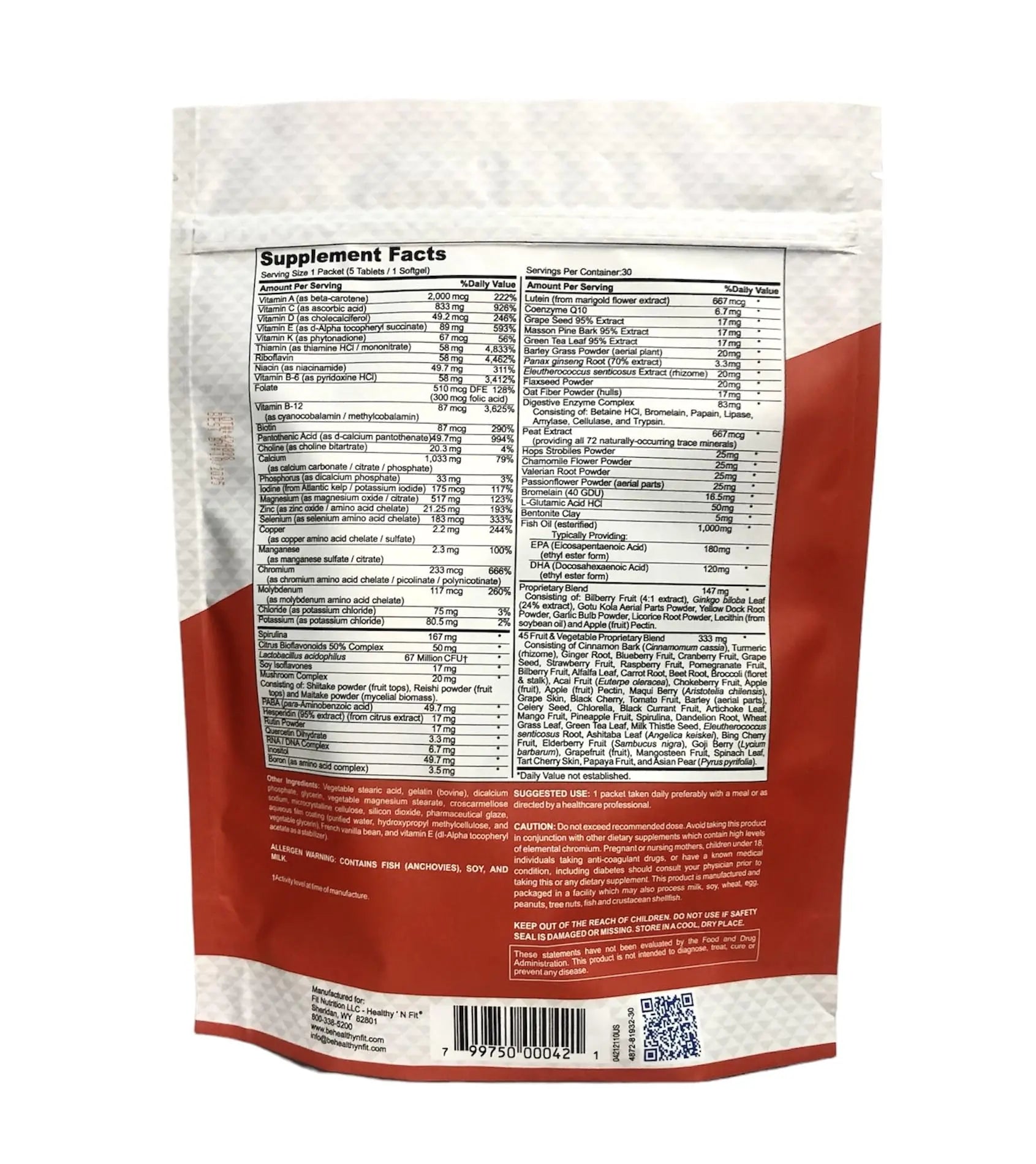 Healthy 'N Fit NUTRI Pack - 30 Day Pkt -One Pack Daily, Multivitamin All-in-One Packets Healthy 'N FitAu supplements