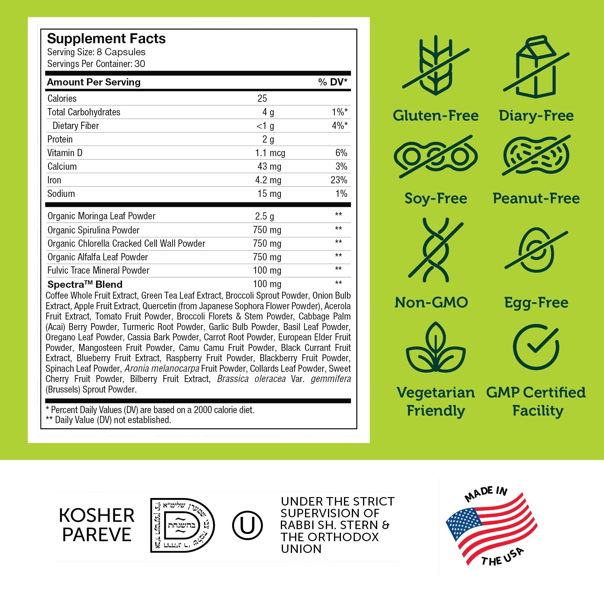 Zahler Core Greens, Superfood Greens Capsules, Super Greens with Spirulina, Chlorella, Spectra Blend and More, Kosher, 240 Capsule (240 Capsules) ZahlerAu supplements