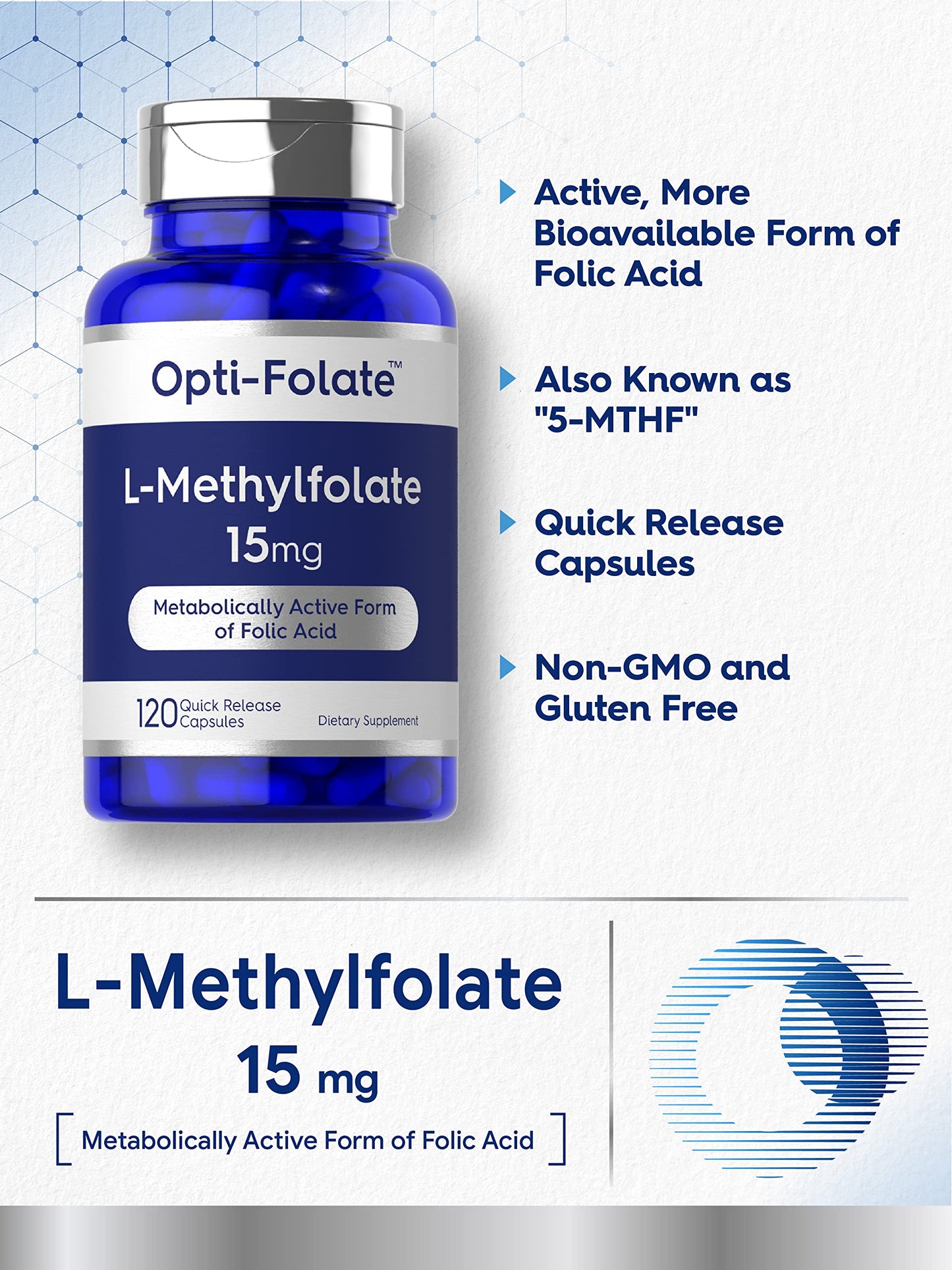 Carlyle L Methylfolate 15mg | 120 Capsules | Value Size | Max Potency | Optimized CarlyleUS supplements