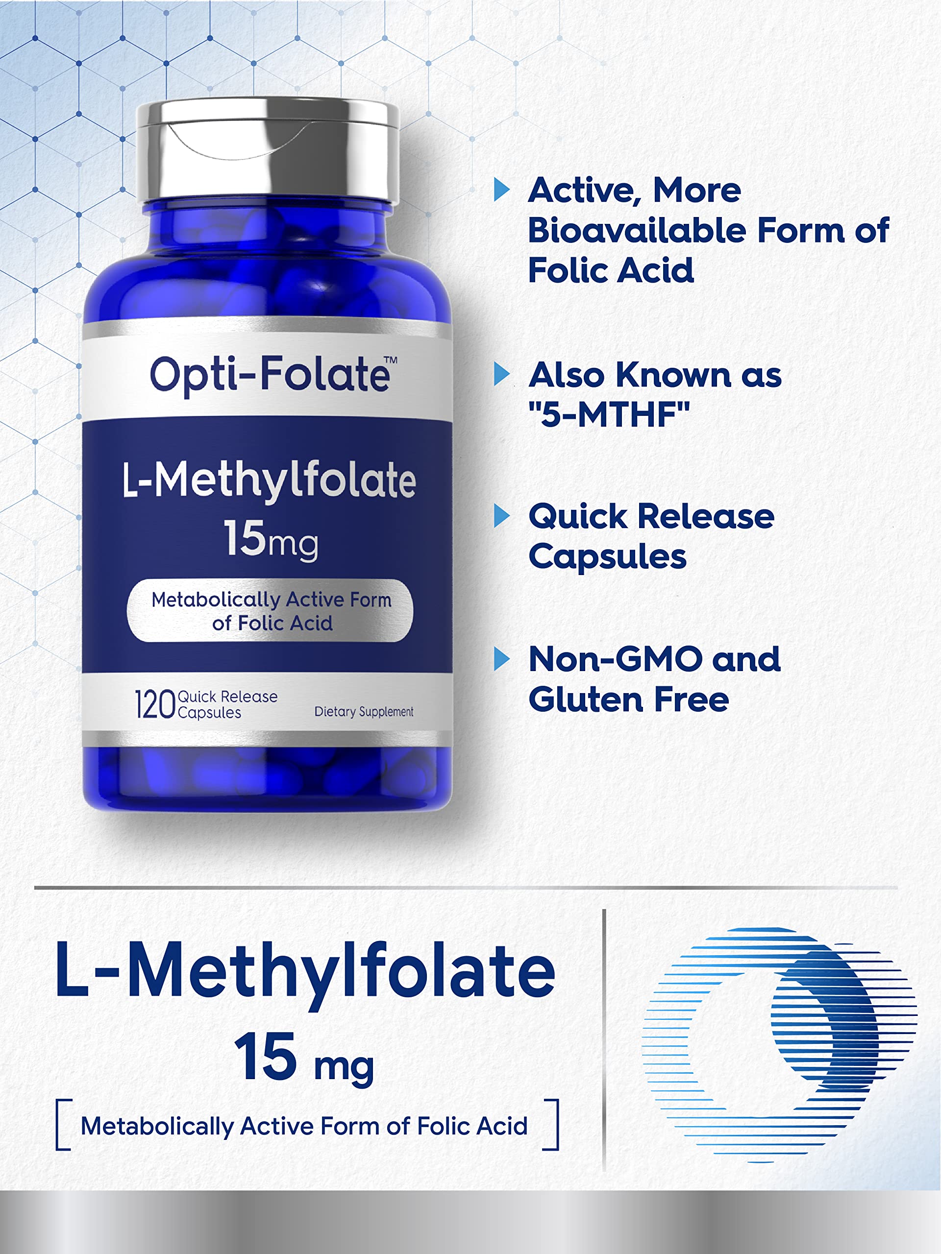 Carlyle L Methylfolate 15mg | 120 Capsules | Value Size | Max Potency | Optimized CarlyleUS supplements