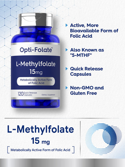 Carlyle L Methylfolate 15mg | 120 Capsules | Value Size | Max Potency | Optimized CarlyleUS supplements