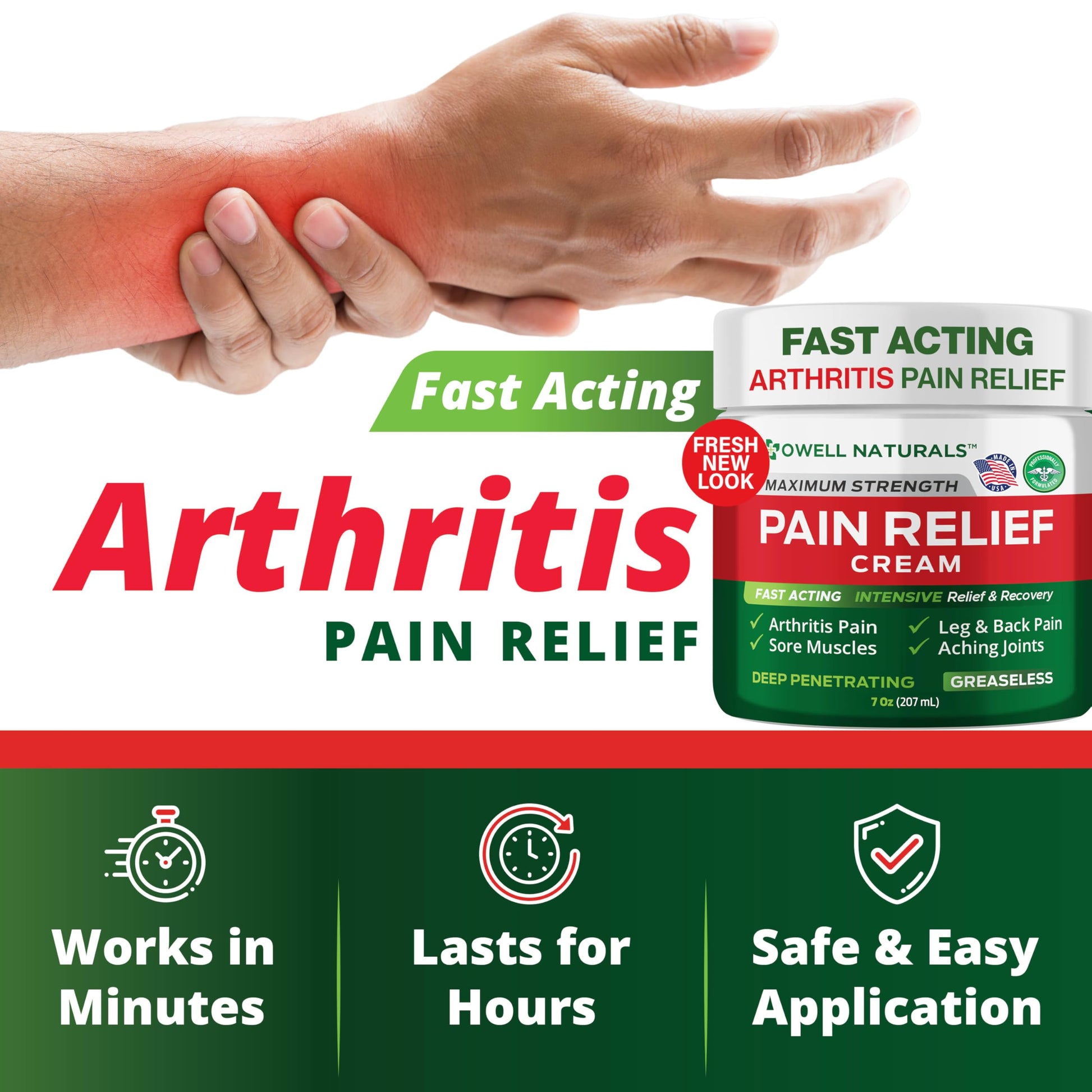 Owell Naturals Deep Penetrating Pain Relief Cream, Maximum Strength Formula for Joints & Muscles, Lower Back, Knees, Hands, Legs, Ankle – Fast Acting Comfort, 7 oz Owell NaturalsAu supplements