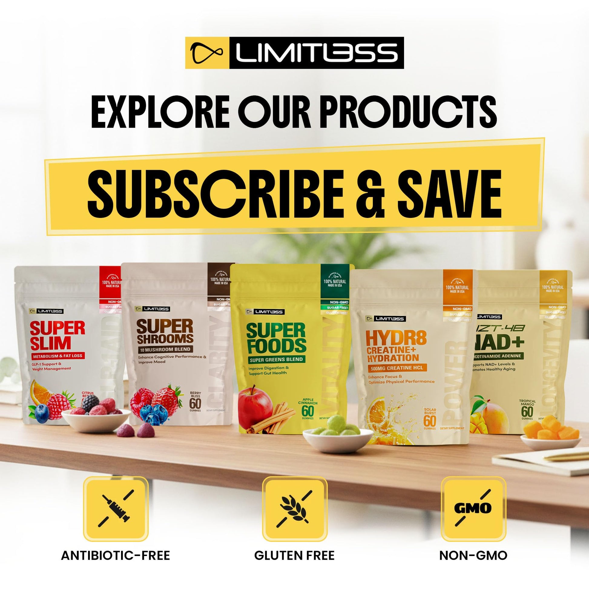 Limitless Supershrooms Smart Focus Gummies - 30 Day Supply LIMITLESS XAu supplements