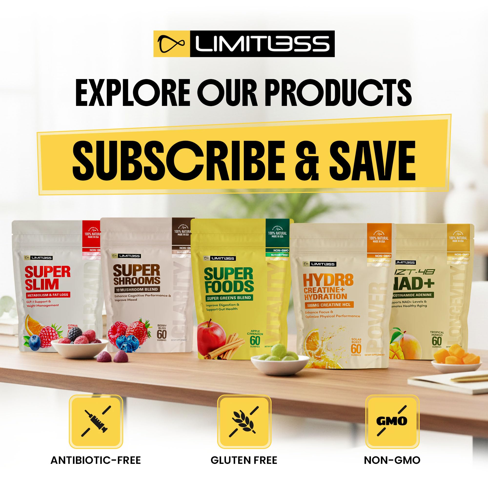Limitless Supershrooms Smart Focus Gummies - 30 Day Supply LIMITLESS XAu supplements