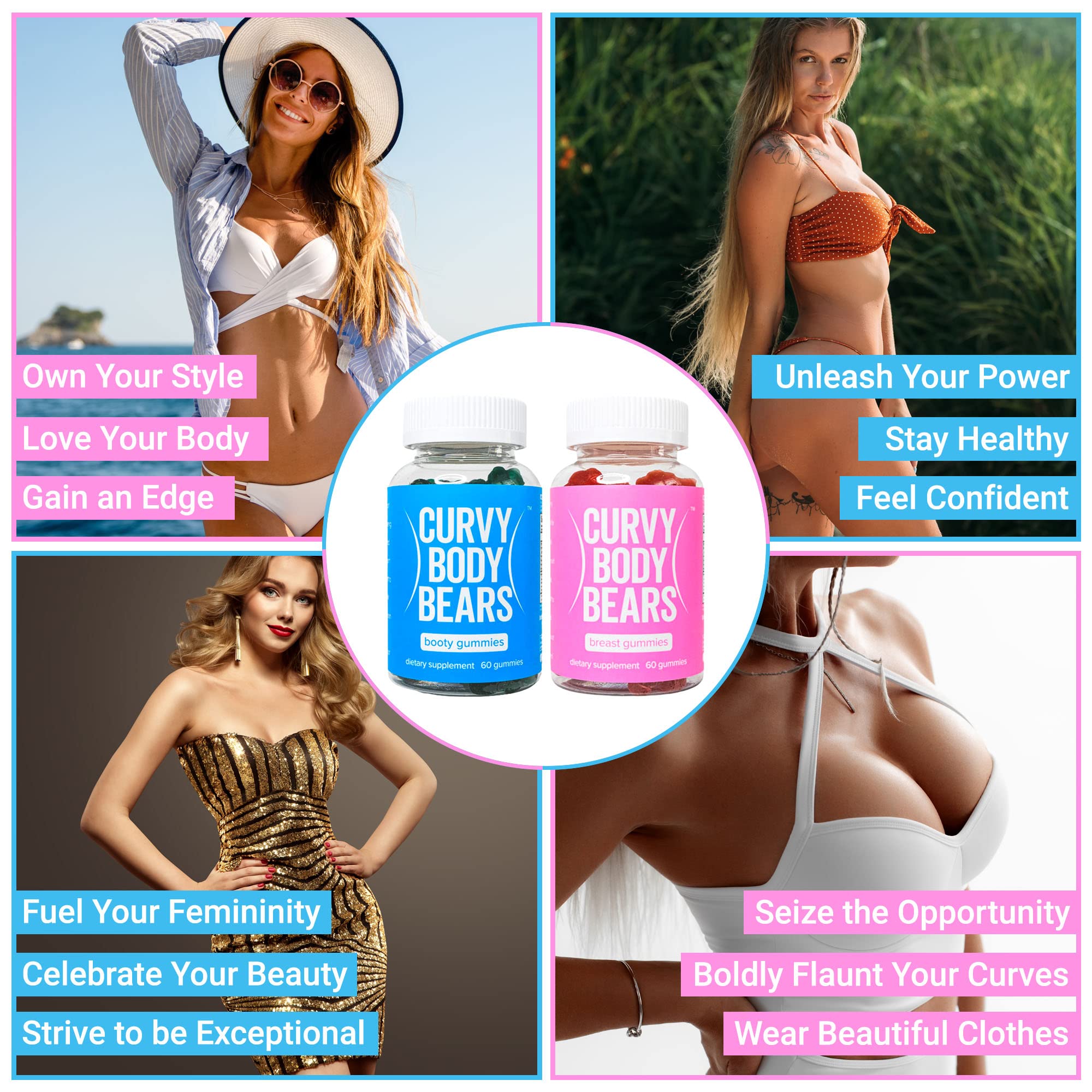 Curvy Body Bears Gummies Combo Pack - Chest and Bum Gummies - Workout Aid Curvy Body BearsUS supplements