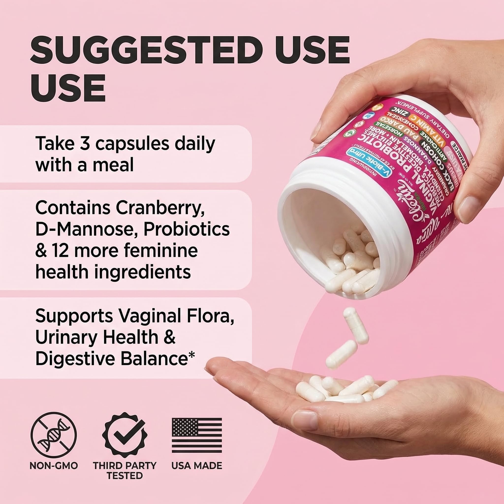 Clean Nutra Vaginal Probiotics for Women + Prebiotics Digestive Enzymes Bromelain Cranberry D Mannose Horsetail Black Cohosh Artichoke Hibiscus Flowers Probiotic for Digestive Health 90 Vegan Capsules Clean NutraceuticalsAu supplements