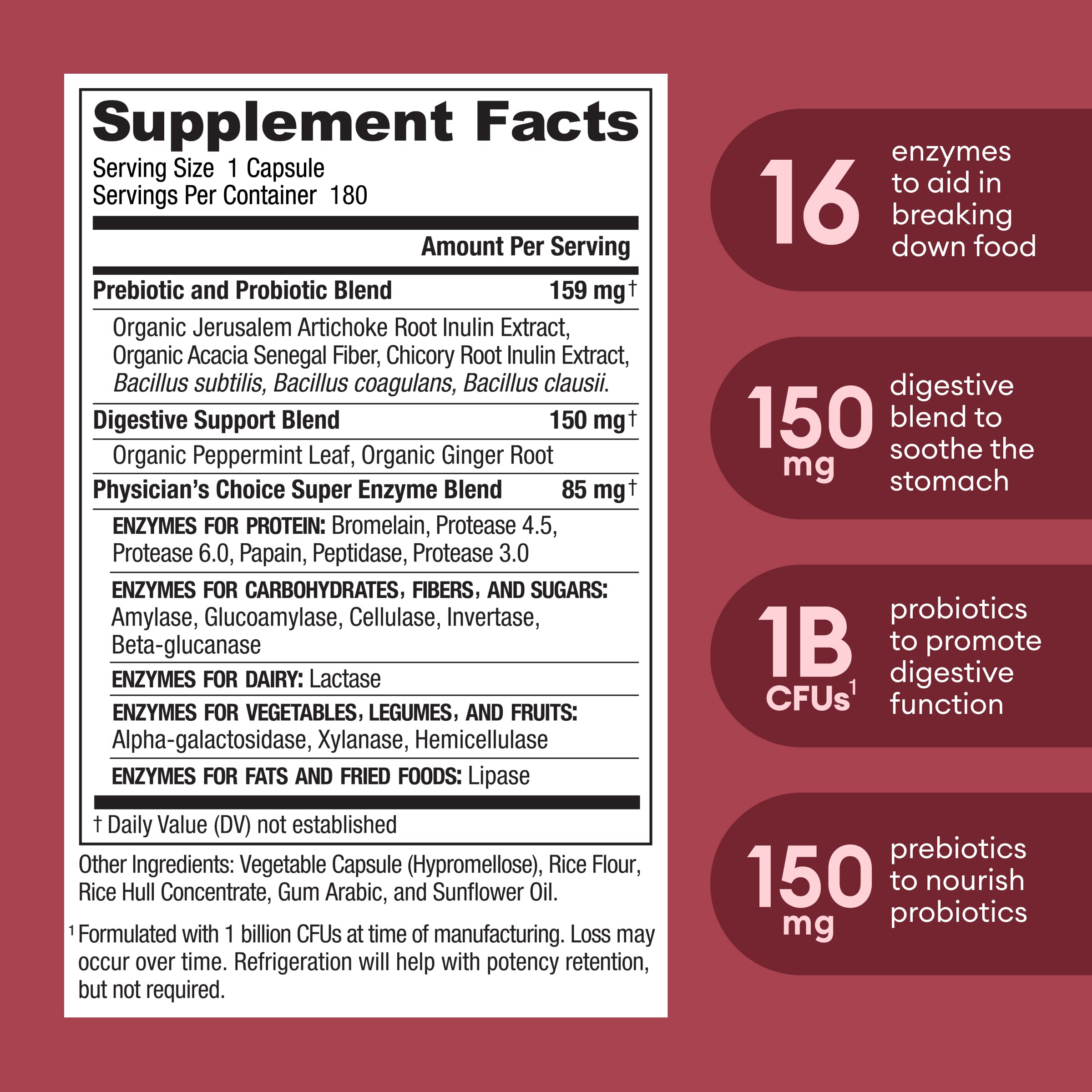 Physician's CHOICE Digestive Enzymes - Multi Enzymes, Bromelain, Organic Prebiotics Physician's CHOICEUS supplements