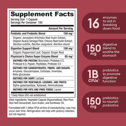 Physician's CHOICE Digestive Enzymes - Multi Enzymes, Bromelain, Organic Prebiotics Physician's CHOICEUS supplements